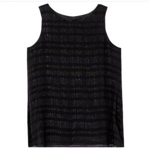 NWT Eileen Fisher Women’s Black Sleeveless Sheer Glimmer Tunic Top